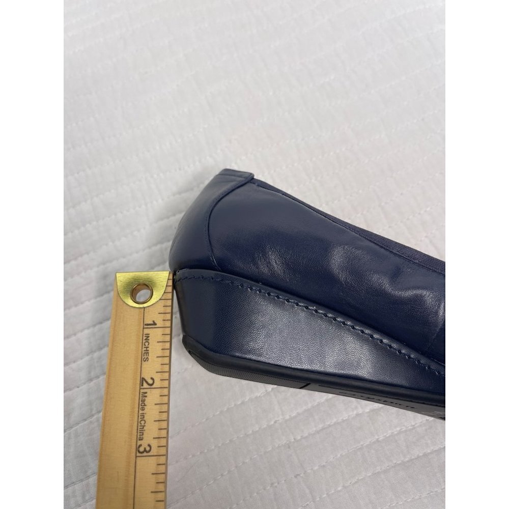 Easyspirit Womens Wedge Slip-On Leather Comfort Heels SZ 8.5W Navy Blue - Picture 6 of 11